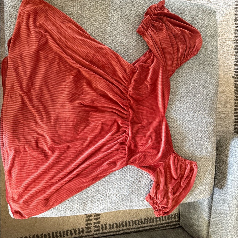 Arula backless tie mini Red Dress with Puff Sleeves
